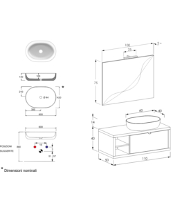 MOBILE BAGNO "TINTORETTO" GRIGIO CHIARO, 110 CM